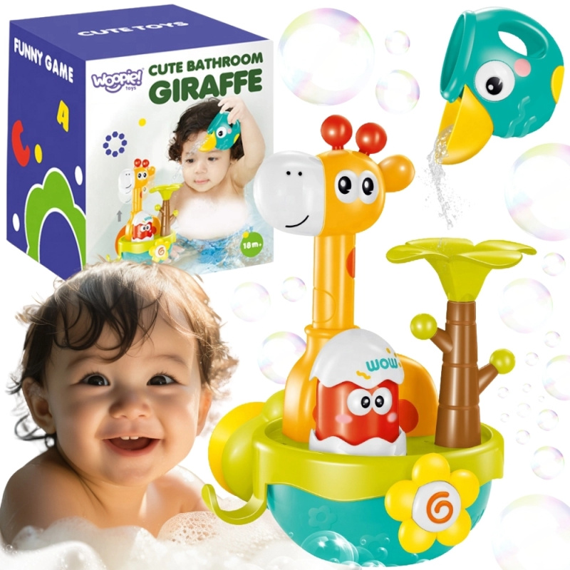 Woopie Baby koupací hračka žirafa s nálevkou na přísavku