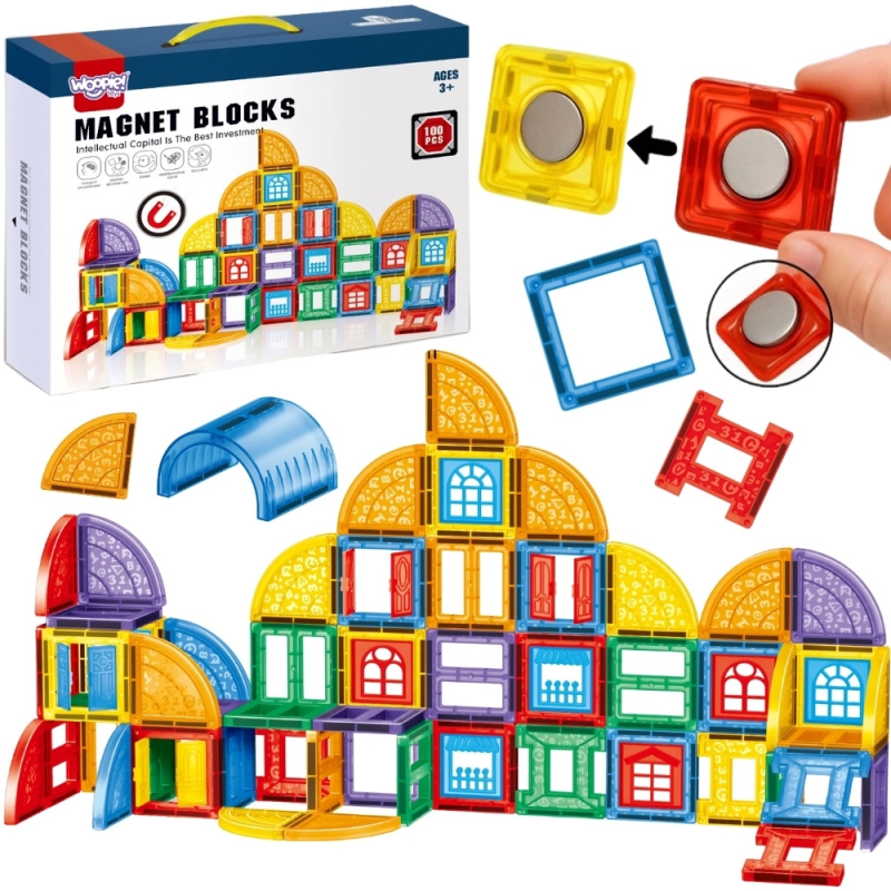 Magnetické stavebnice 3D WOOPIE – vzdělávací sada Zámek, 100 ks