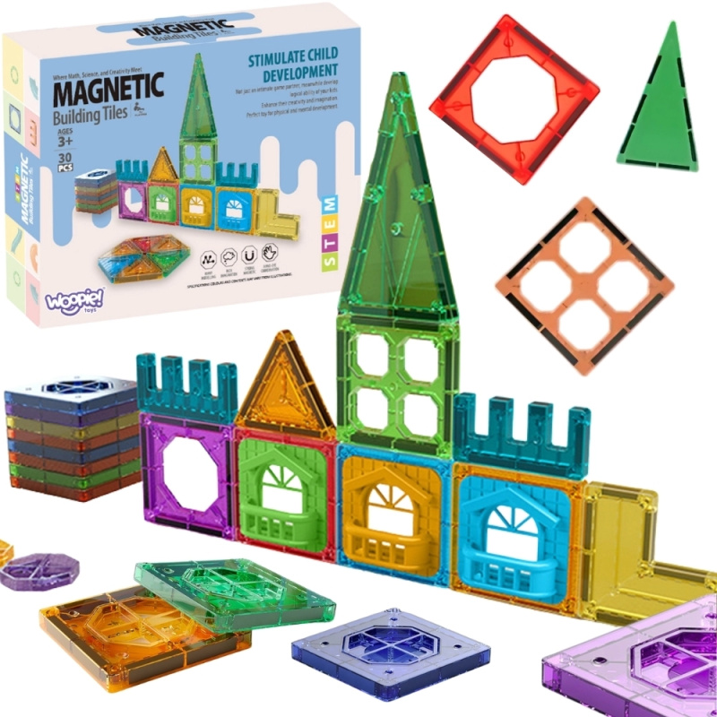 Magnetické stavebnicové kostky 3D WOOPIE – vzdělávací set Zámek, 30 ks