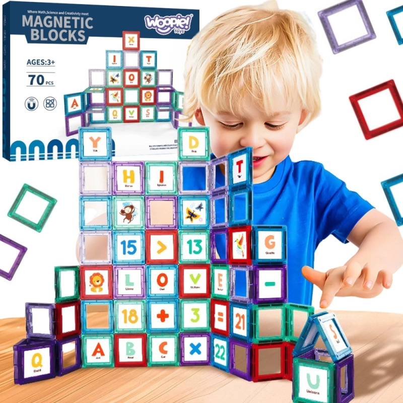 Woopie magnetické stavebnice pro učení písmen, 70 dílů
