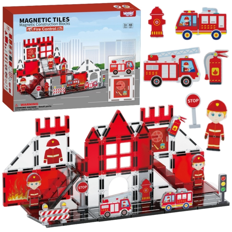 Woopie magnetické stavebnice 3D hasiči 48 dílů