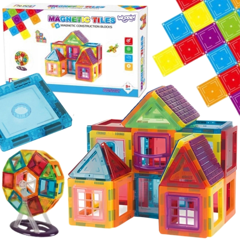 woopie magnetické 3d stavebnice s neodymovými panely, 70 dílů