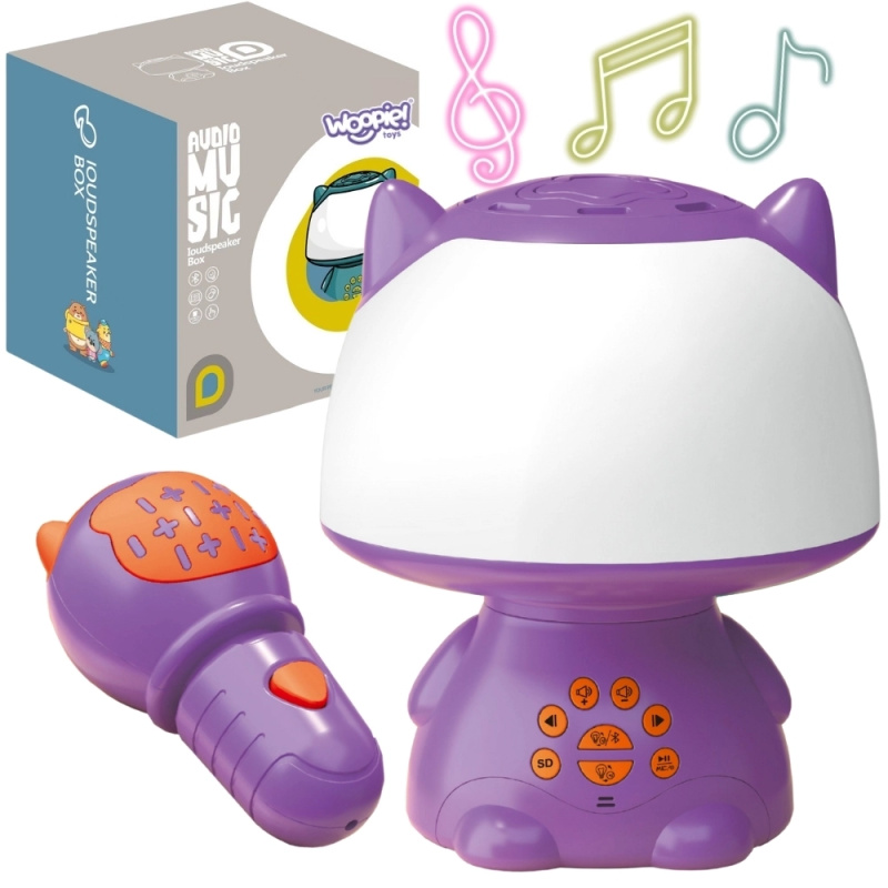 Woopie multifunkční RGB lampička s Bluetooth reproduktorem a karaoke, fialová