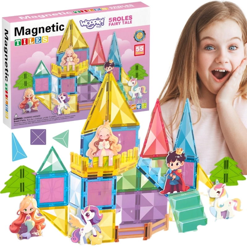 Woopie magnetické stavebnice 3D – pohádkový zámek, 55 ks