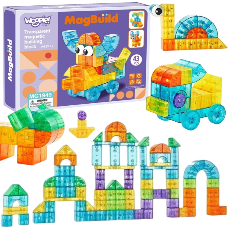 Průhledné magnetické stavebnice 43 ks Woopie