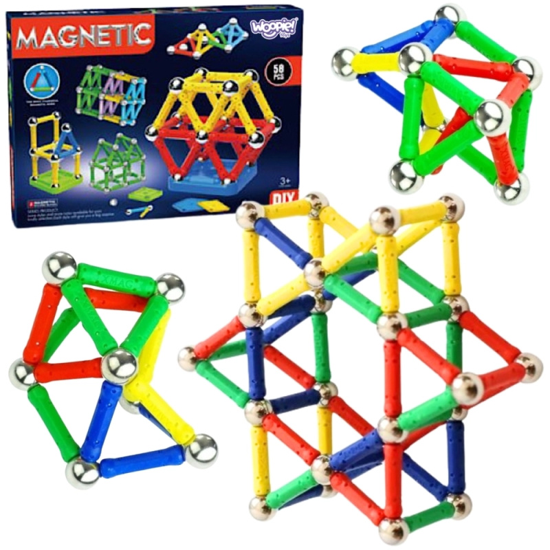 Woopie magnetické stavební kostky 3D, 58 ks