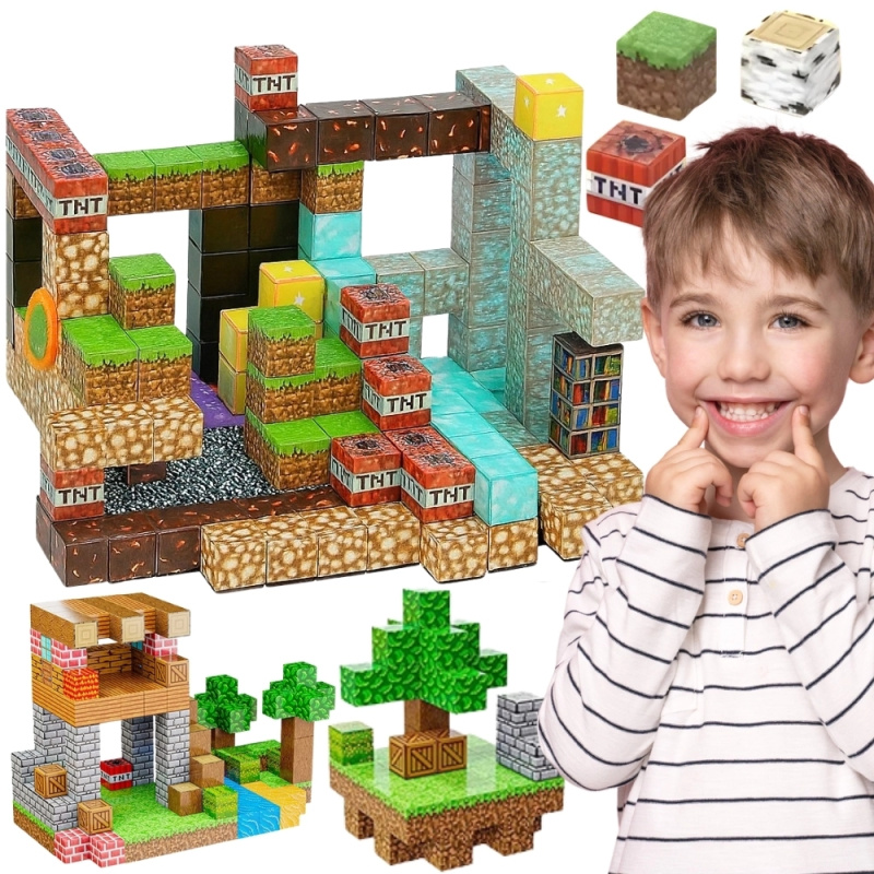 Woopie magnetické stavební kostky – 3D magnetické krychle, vzdělávací sada 63 ks