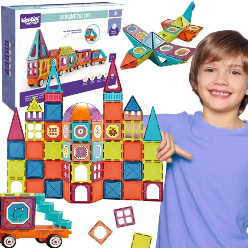 woopie magnetické stavebnice 3d vlak – sada 71 ks