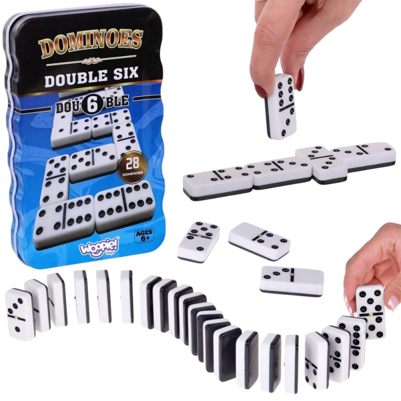 Woopie klasické domino – 28 kostek v kovové krabičce