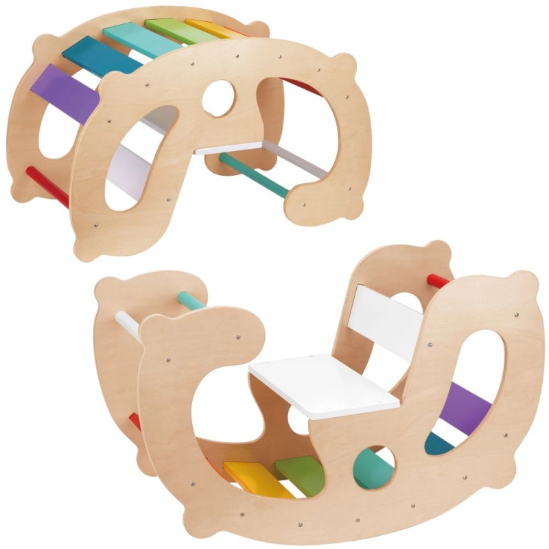 dřevěný duhový bujak a most 2v1 montessori FSC WOOPIE GREEN