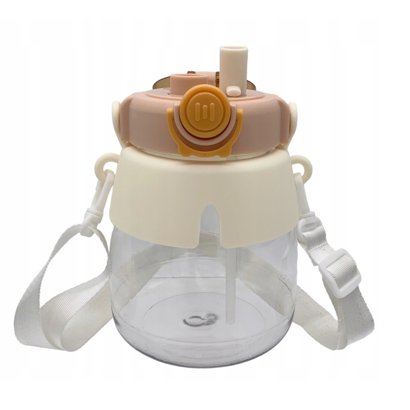 Dětská láhev na vodu se slámkou a popruhem 1 l