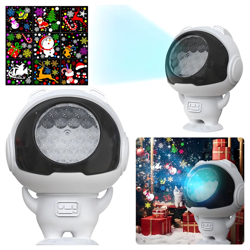 Astronautická LED projekční lampička s vánočními motivy