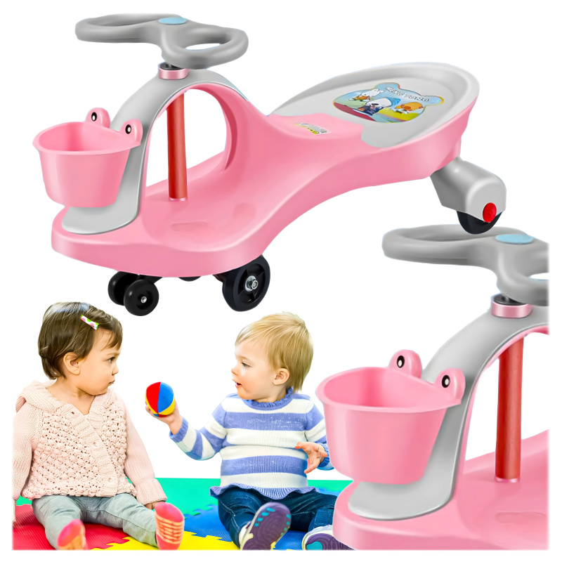 Dětské balanční odrážedlo swing car – gravitační jezditko, růžové