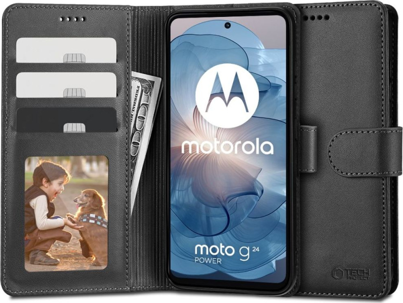 Tech-Protect Ochranné pouzdro na Motorola Moto G24 / G24 POWER / G04 - Tech-Protect, Wallet Black