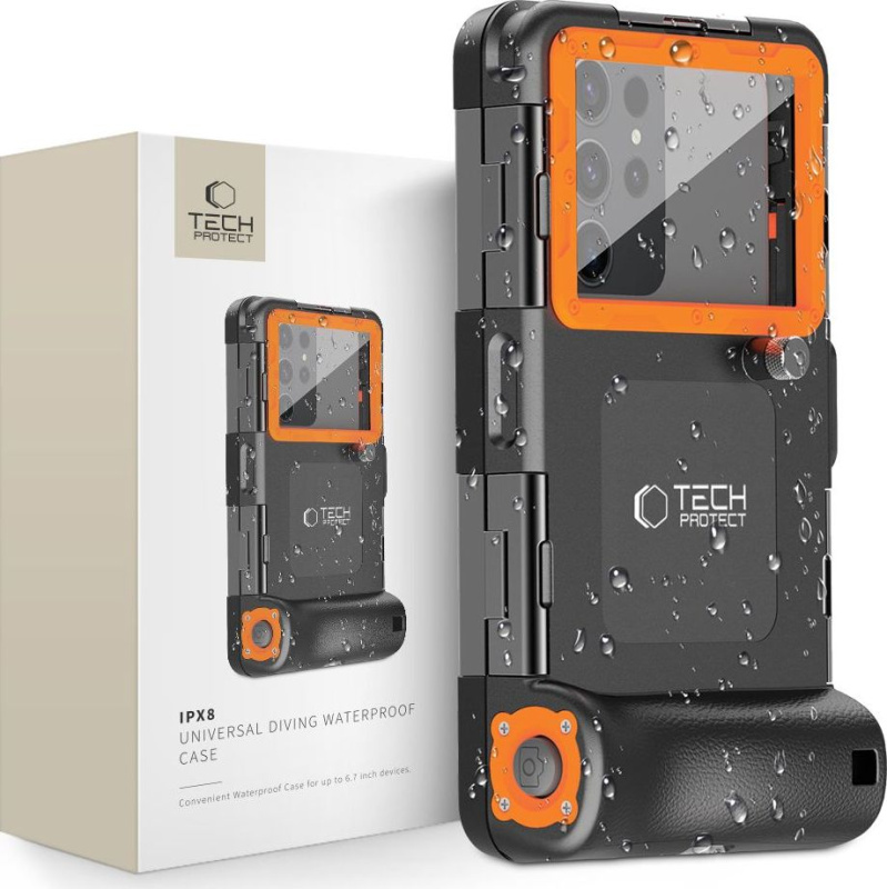 Tech-Protect Univerzální voděodolné pouzdro - Tech-Protect, IPX8 Diving Waterproof Case Orange