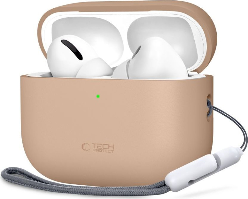 Tech-Protect Pouzdro s poutkem na sluchátka AirPods Pro 3 - Tech-Protect, Silicone Caffe Latte