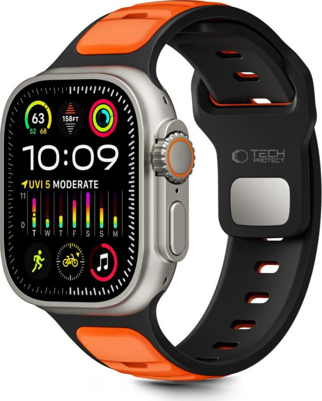 Tech-Protect Řemínek na Apple Watch 44mm / 45mm / 46mm / 49mm - Tech-Protect, Iconband Line Black/Orange
