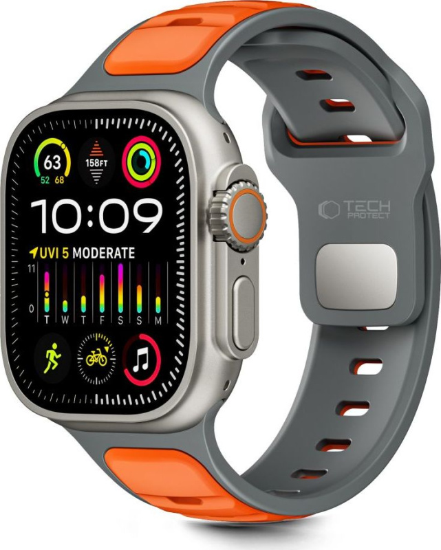 Tech-Protect Řemínek na Apple Watch 44mm / 45mm / 46mm / 49mm - Tech-Protect, Iconband Line Gray/Orange