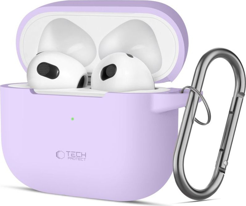 Tech-Protect Pouzdro s karabinou na sluchátka AirPods 3 - Tech-Protect, Silicone Hook Lavender