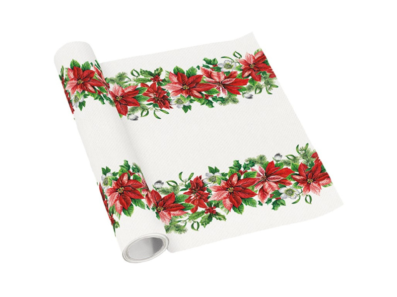 Ubrus Airlaid Poinsettia červená a zelená