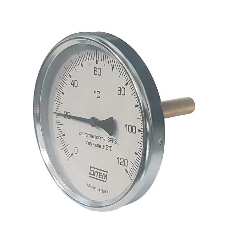 Teploměr bimetalový 100/50 mm, 0-120°C + jímka