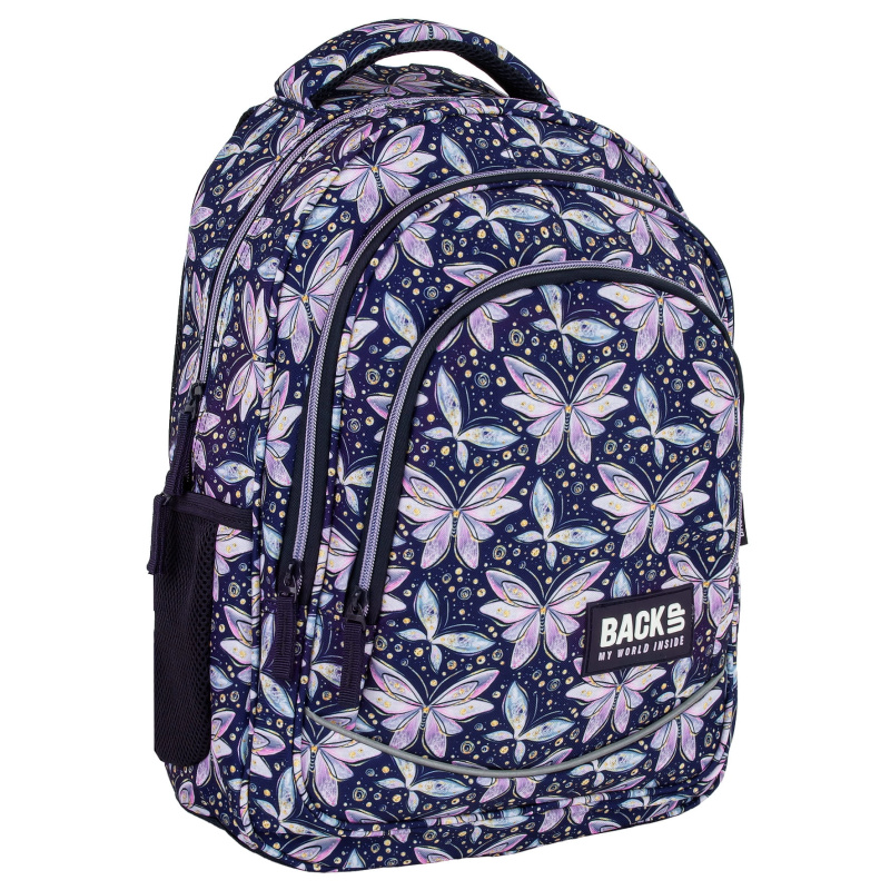 Školní batoh BackUP Butterflies modrý 26 l