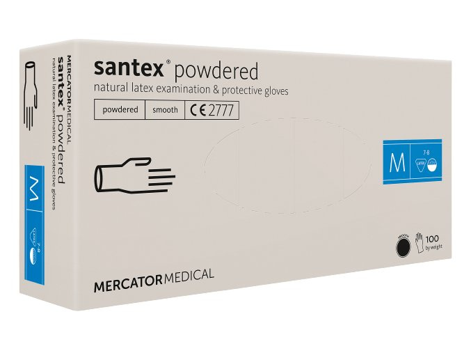 Mercator Medical Latexové rukavice Mercator SANTEX pudrované (fingertip),100 ks Velikost: XS