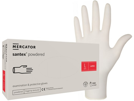 Mercator Medical Latexové rukavice Mercator SANTEX pudrované (fingertip),100 ks Velikost: L