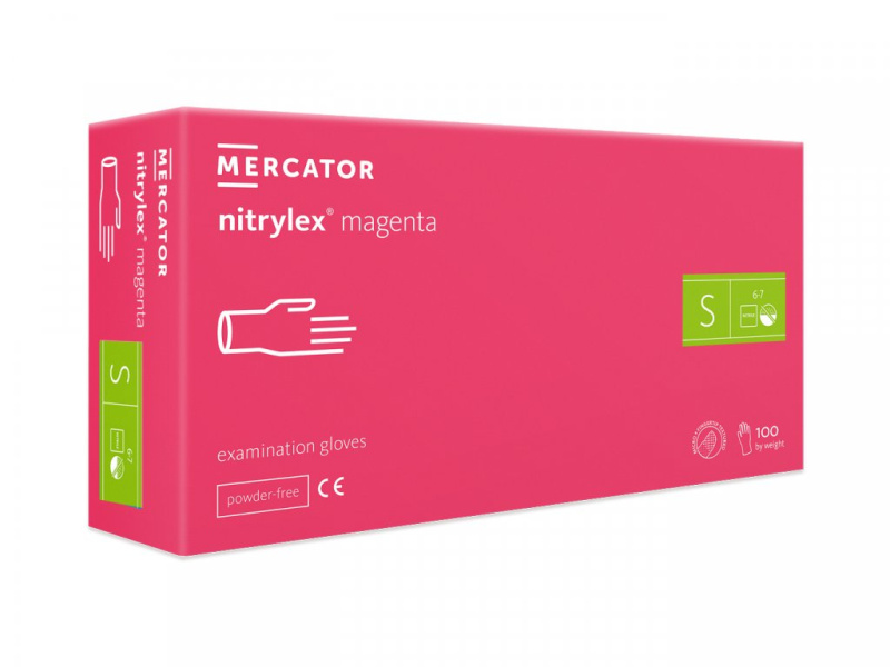 Mercator Medical Nitrilové rukavice Mercator NITRYLEX magenta, nepudr., 100 ks Velikost: S
