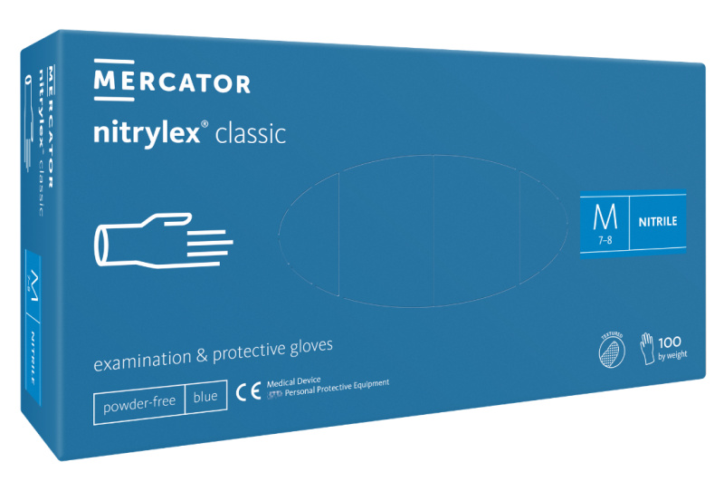 Mercator Medical Nitrilové rukavice Mercator Classic blue textured, nepudr., 100 ks Velikost: M