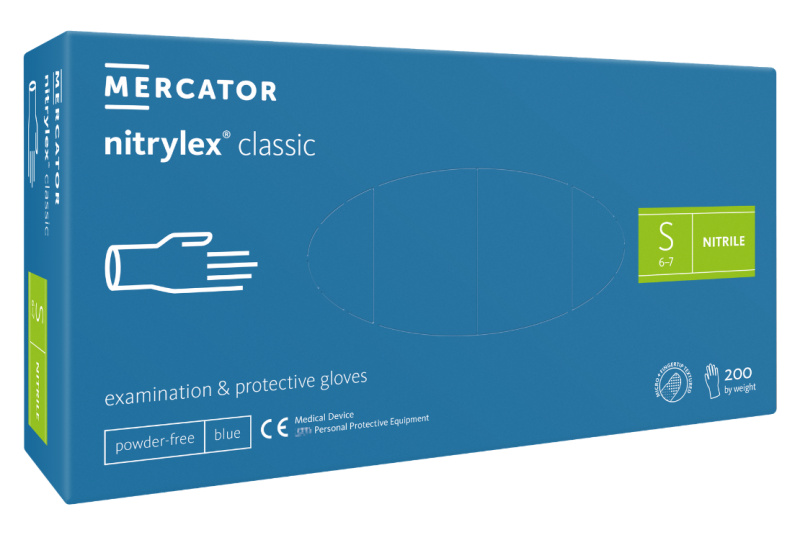 Mercator Medical Nitrilové rukavice Mercator NITRYLEX classic, modré, nepudr., 200 ks Velikost: S
