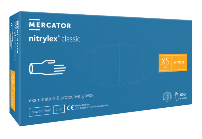 Mercator Medical Nitrilové rukavice Mercator Classic blue nepudr., 100 ks Velikost: XS