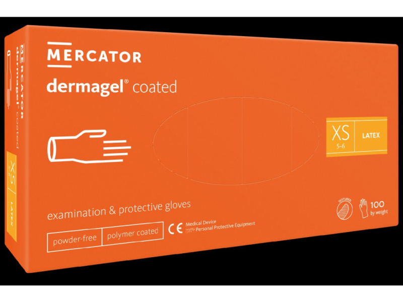 Mercator Medical Latexové rukavice Mercator DERMAGEL 100 ks Velikost: XS