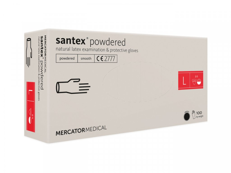 Mercator Medical Latexové rukavice Mercator SANTEX pudrované (smooth), 100 ks Velikost: L
