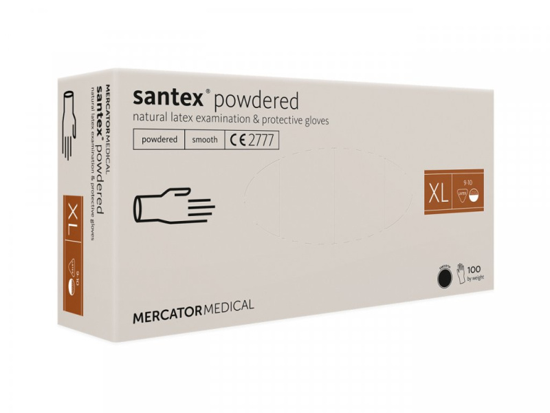Mercator Medical Latexové rukavice Mercator SANTEX pudrované (smooth), 100 ks Velikost: XL