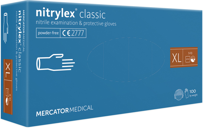 Mercator Medical Nitrilové rukavice Mercator Classic blue nepudr., 100 ks Velikost: XL
