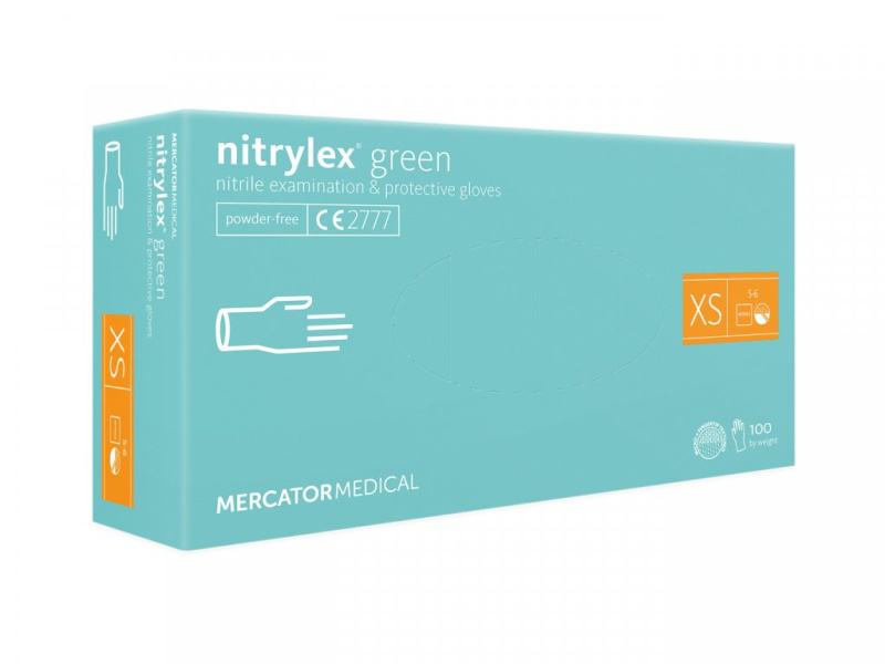 Mercator Medical Nitrilové rukavice Mercator NITRYLEX zelené, 100 ks Velikost: XS