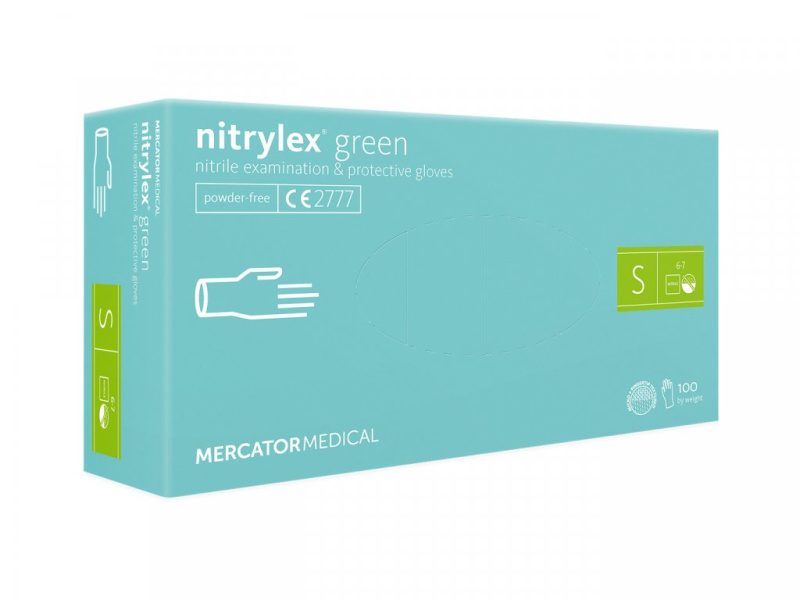 Mercator Medical Nitrilové rukavice Mercator NITRYLEX zelené, 100 ks Velikost: S