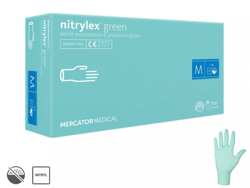 Mercator Medical Nitrilové rukavice Mercator NITRYLEX zelené, 100 ks Velikost: M
