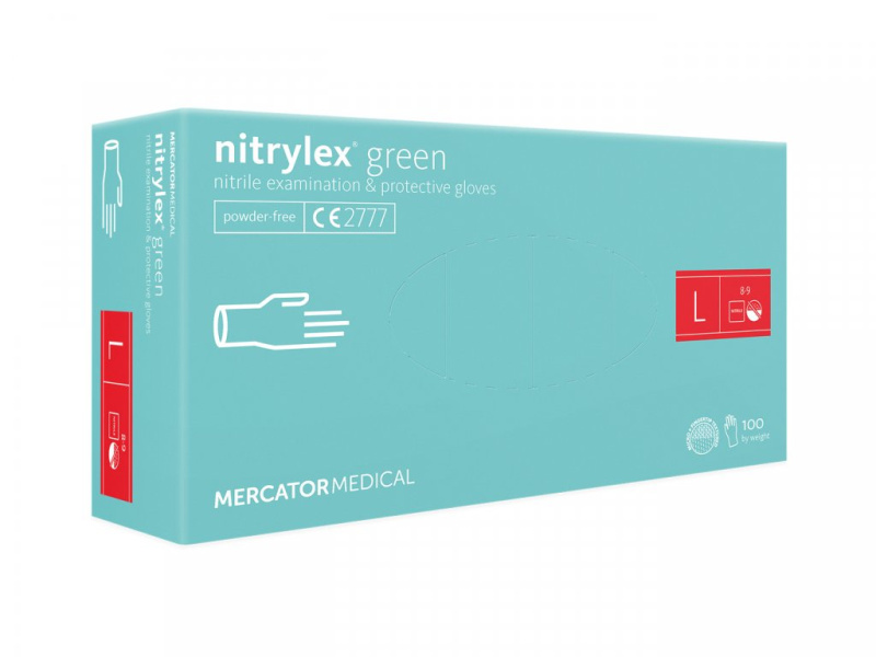 Mercator Medical Nitrilové rukavice Mercator NITRYLEX zelené, 100 ks Velikost: L