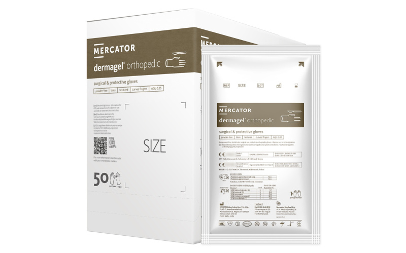 Mercator Medical Sterilní chirurgické latexové rukavice Mercator Dermagel Orthopedic, 1 pár Velikosti v číslech: 6