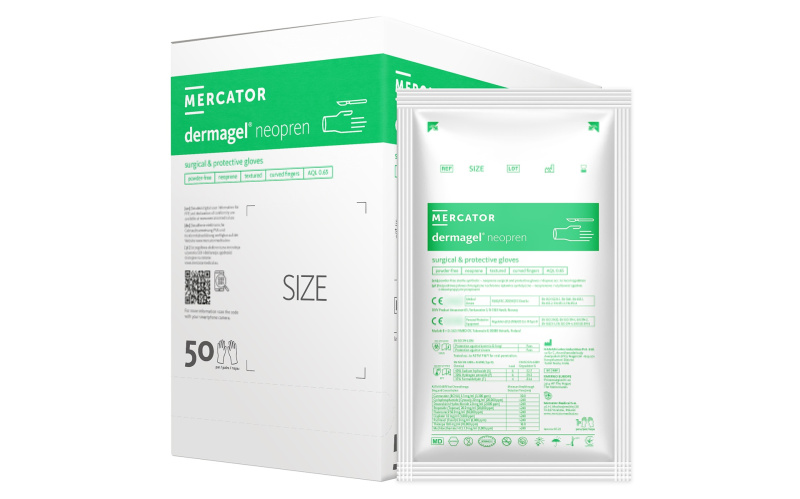 Mercator Medical Sterilní chirurgické neoprenové rukavice Mercator Dermagel Neopren, 1 pár Velikosti v číslech: 6,5