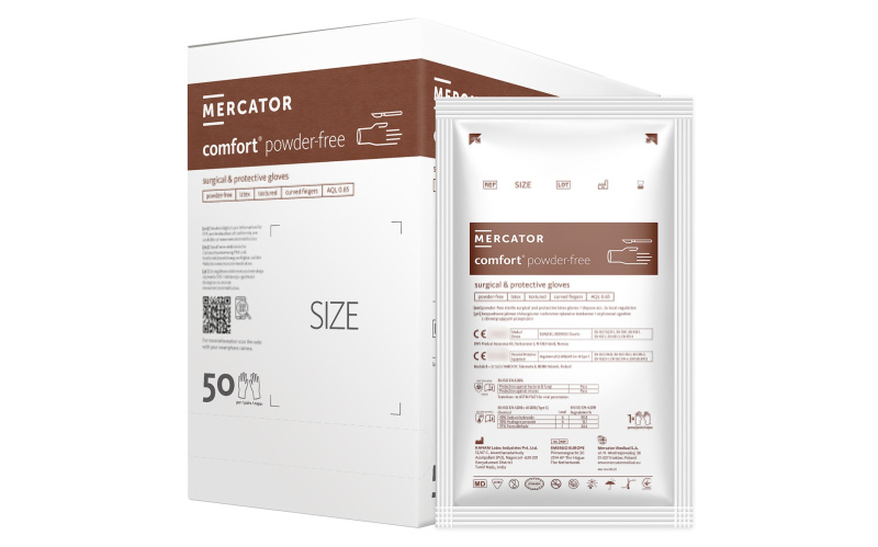 Mercator Medical Sterilní chirurgické latexové rukavice Mercator Comfort Powdered-Free, 1 pár Velikosti v číslech: 7