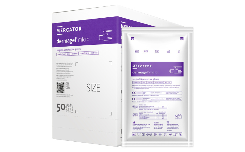 Mercator Medical Sterilní chirurgické latexové rukavice Mercator Dermagel Micro, 1 pár Velikosti v číslech: 7