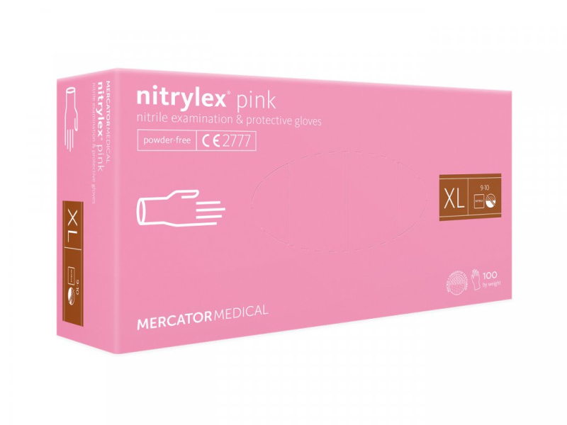 Mercator Medical Nitrilové rukavice Mercator NITRYLEX růžové, nepudr., 100 ks Velikost: XL