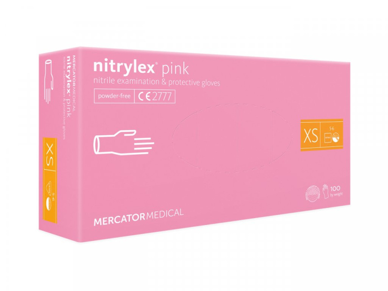 Mercator Medical Nitrilové rukavice Mercator NITRYLEX růžové, nepudr., 100 ks Velikost: XS