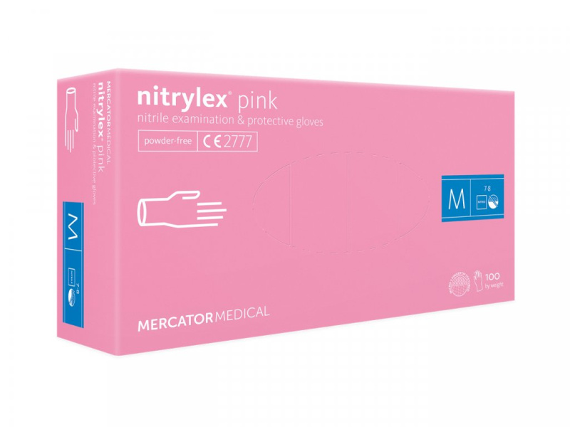 Mercator Medical Nitrilové rukavice Mercator NITRYLEX růžové, nepudr., 100 ks Velikost: M