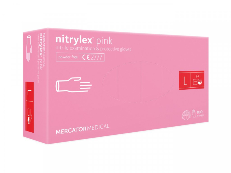 Mercator Medical Nitrilové rukavice Mercator NITRYLEX růžové, nepudr., 100 ks Velikost: L