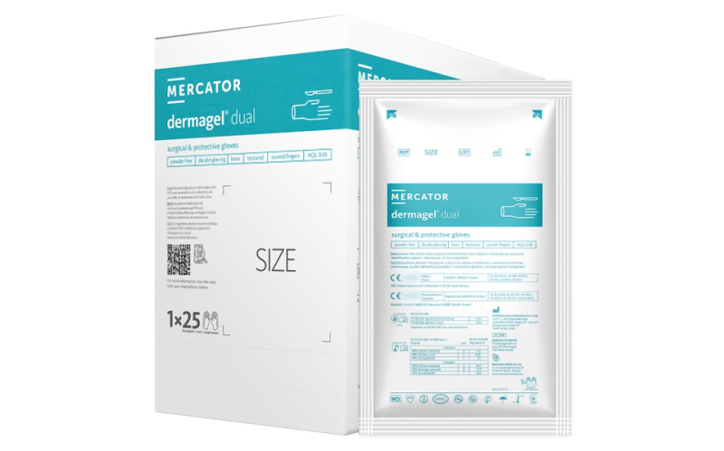 Mercator Medical Sterilní chirurgické latexové rukavice Mercator Dermagel Dual, 1 pár Velikosti v číslech: 7