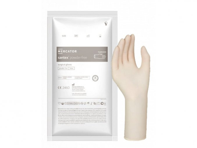 Mercator Medical Sterilní chirurgické latexové rukavice Mercator SANTEX Powder-Free, 1 pár Velikosti v číslech: 7,5
